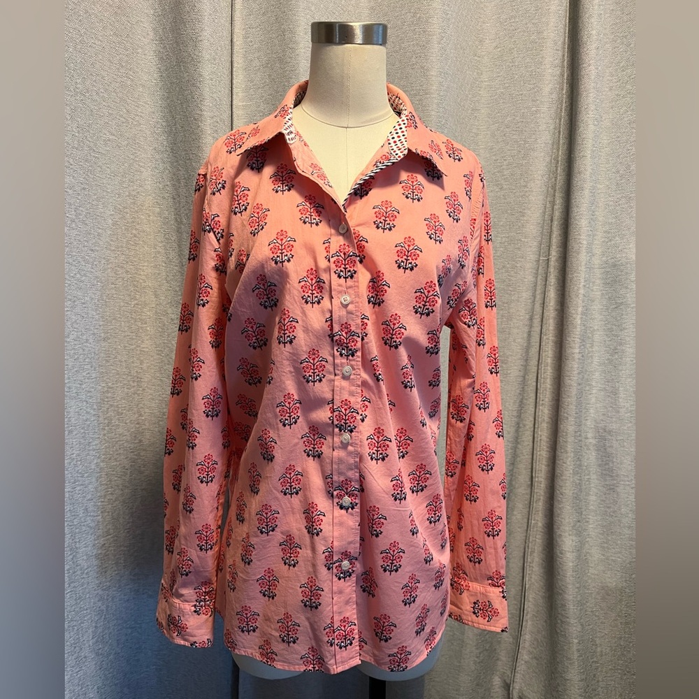 Talbots Coral Floral Button-Down Shirt